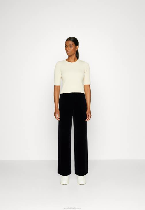 PN6V621 ženy Anna Field sametové široké nohavice kalhoty černé