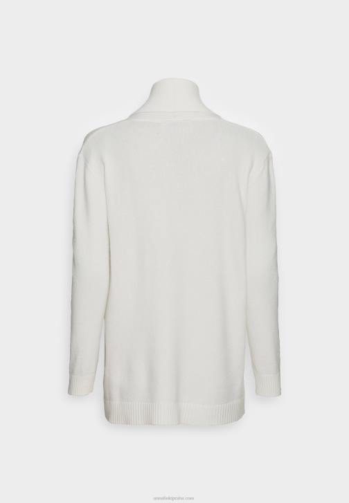 PN6V827 ženy Anna Field svetr s žebrovaným límcem šedobílý