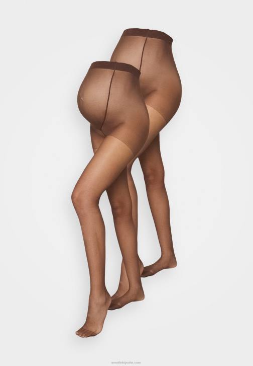 PN6V1100 ženy Anna Field 20 den 2 balení punčochových kalhot tmavě hnědé