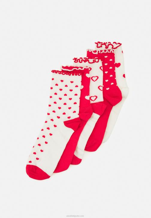 PN6V1130 ženy Anna Field 5 balení ponožek bílá/červená