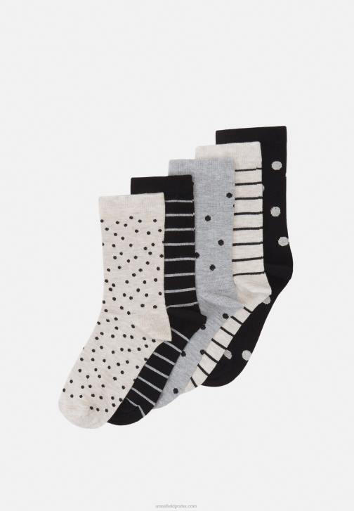 PN6V1142 ženy Anna Field 5 balení ponožek šedá/černá