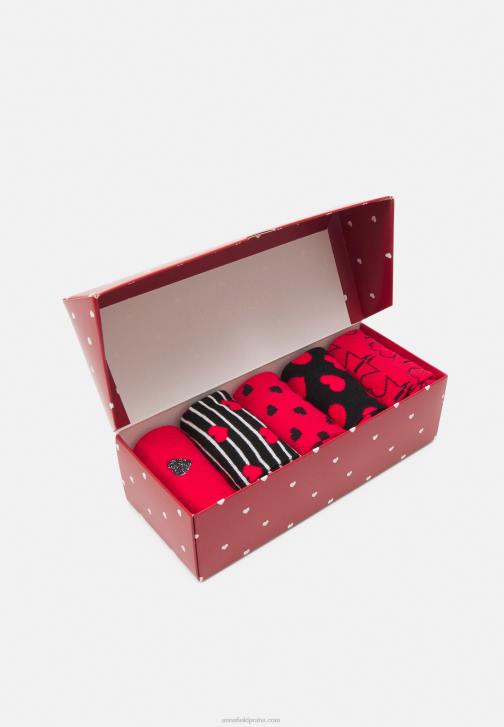 PN6V1151 ženy Anna Field 5 balení ponožek červená/černá