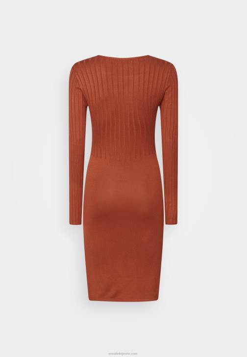 PN6V202 ženy Anna Field crew ausschnitt ripp top bodycon mini strickkleid shift dress brown