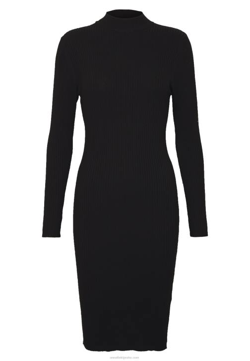 PN6V204 ženy Anna Field crew ausschnitt bodycon ripp mini strickkleid shift dress black