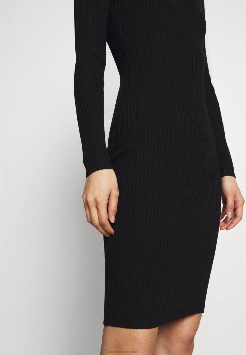 PN6V204 ženy Anna Field crew ausschnitt bodycon ripp mini strickkleid shift dress black