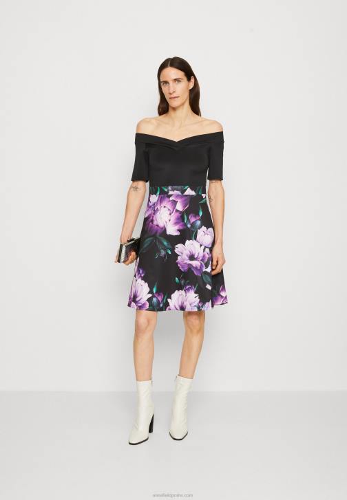 PN6V71 ženy Anna Field koktejlové společenské šaty černo/fialové