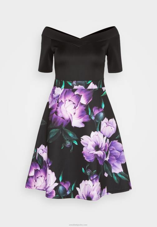 PN6V71 ženy Anna Field koktejlové společenské šaty černo/fialové