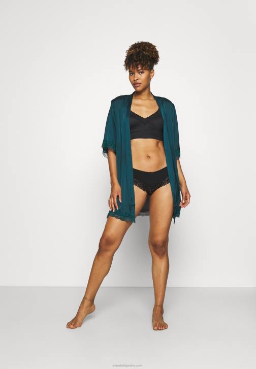 PN6V954 ženy Anna Field 5 balení bavlněných a krajkových slipů černé barvy