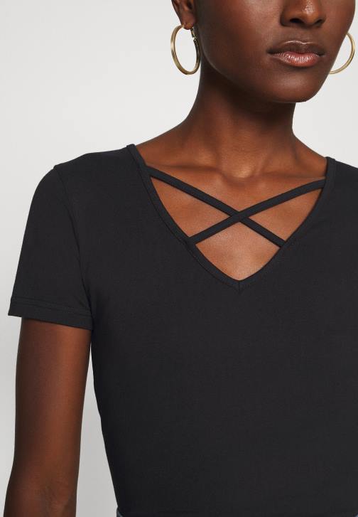 PN6V249 ženy Anna Field černé tričko s potiskem