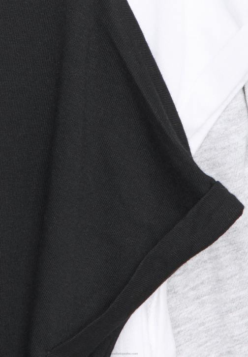 PN6V266 ženy Anna Field 3 balení basic trička černá/bílá/strakatá světle šedá