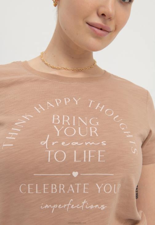 PN6V321 ženy Anna Field oživte své sny s potiskem trička v hnědé barvě