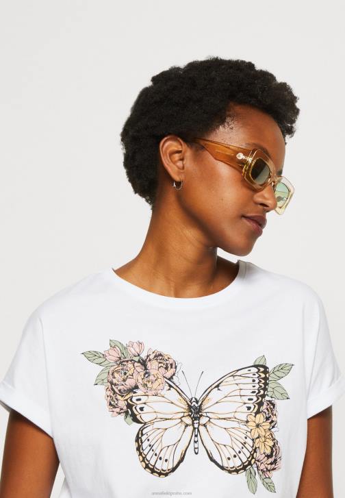 PN6V333 ženy Anna Field bílé tričko s potiskem