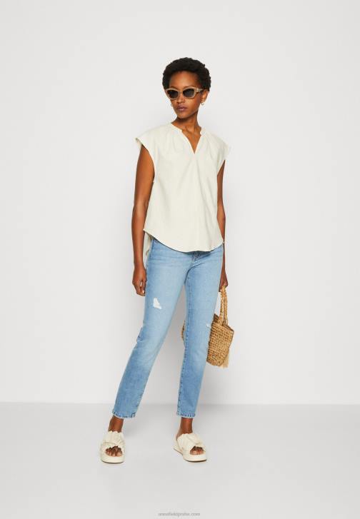 PN6V336 ženy Anna Field lněná směs košile s potiskem tričko béžová