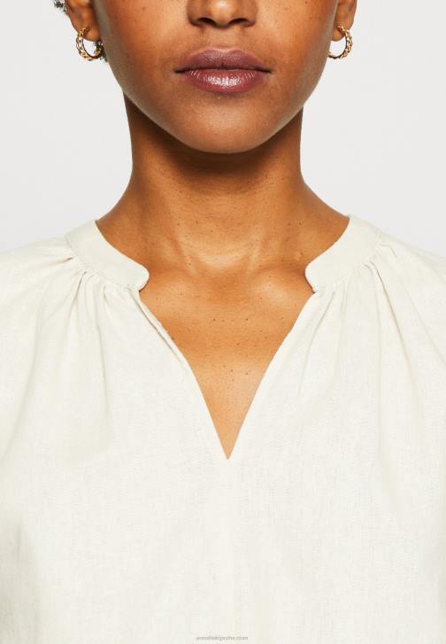 PN6V336 ženy Anna Field lněná směs košile s potiskem tričko béžová