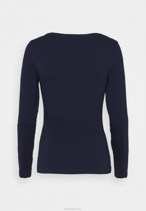 PN6V522 ženy Anna Field 2 balení top s dlouhým rukávem tmavě modrá/strakatá světle šedá