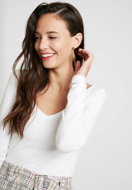 PN6V528 ženy Anna Field základní bílý top s dlouhým rukávem