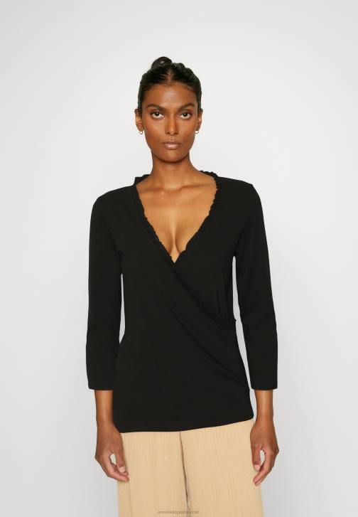 PN6V541 ženy Anna Field černý top s dlouhým rukávem