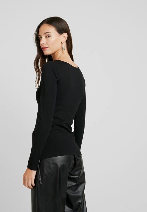 PN6V550 ženy Anna Field 2 balení top s dlouhým rukávem, černo/bílá