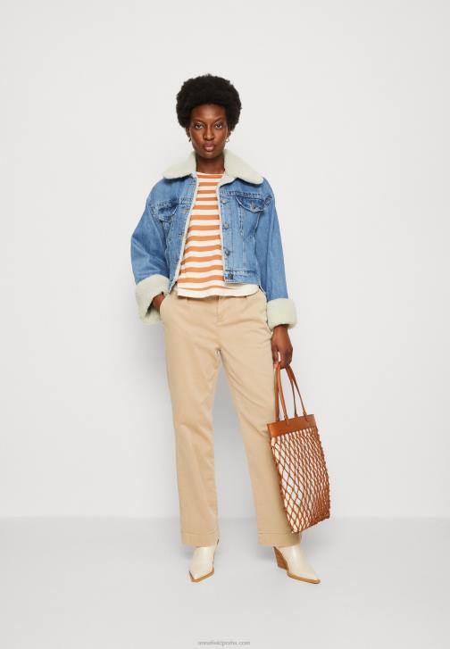 PN6V558 ženy Anna Field top s dlouhým rukávem bílá/meruňková