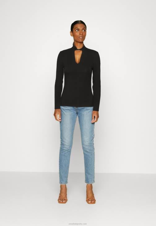 PN6V573 ženy Anna Field černý top s dlouhým rukávem