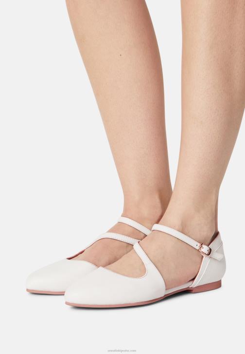 PN6V2167 ženy Anna Field kožený pásek na kotník baletní lodičky bílé