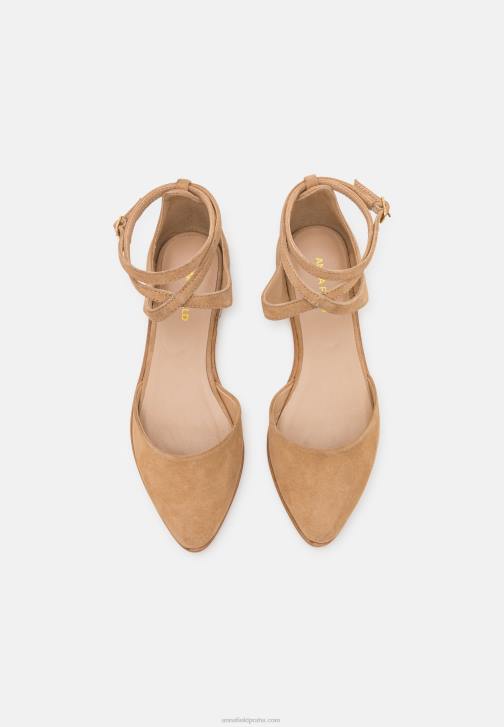 PN6V2170 ženy Anna Field kožený pásek na kotník baletní lodičky béžové