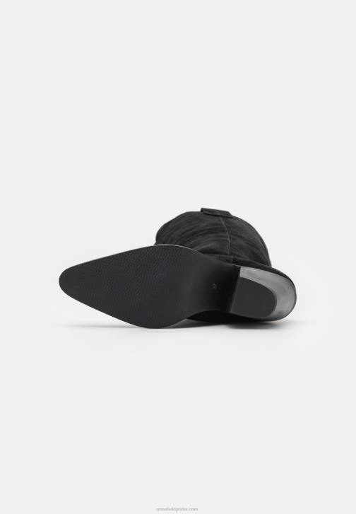 PN6V2225 ženy Anna Field kožené kovbojské/motorkářské boty černé