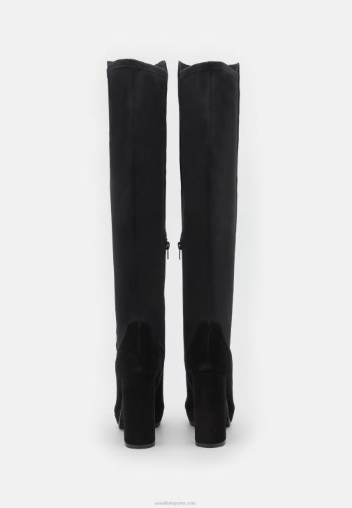 PN6V2239 ženy Anna Field kožené kozačky nad kolena černé