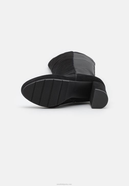 PN6V2239 ženy Anna Field kožené kozačky nad kolena černé