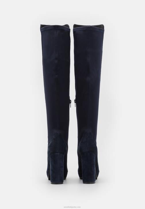 PN6V2243 ženy Anna Field kožené kozačky nad kolena tmavě modré