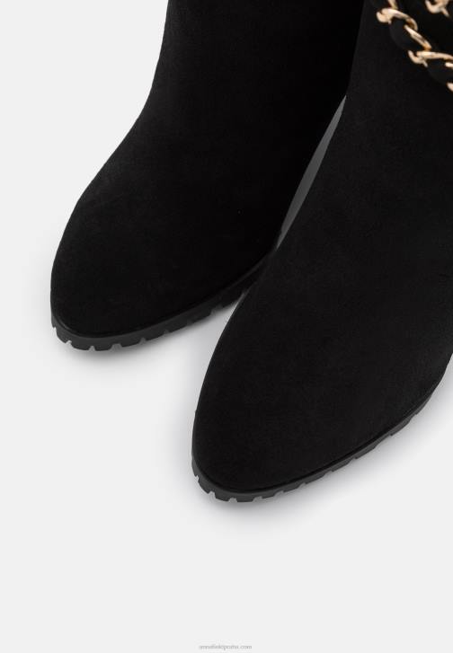 PN6V2251 ženy Anna Field kožené kozačky na klínku černé