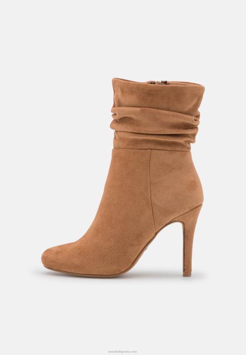 PN6V2256 ženy Anna Field kotníkové boty na vysokém podpatku koňakové