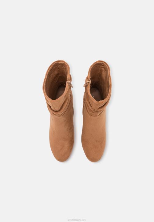 PN6V2256 ženy Anna Field kotníkové boty na vysokém podpatku koňakové