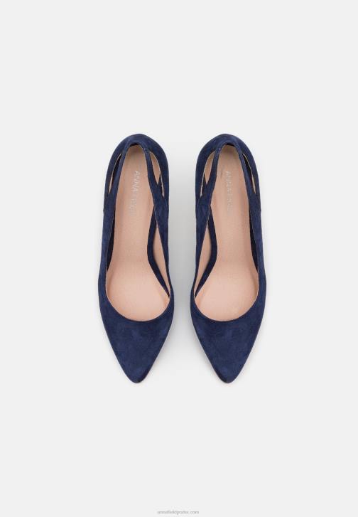 PN6V1775 ženy Anna Field kožené vysoké podpatky tmavě modré