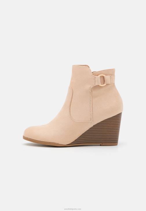 PN6V1902 ženy Anna Field kotníkové boty na klínku béžové