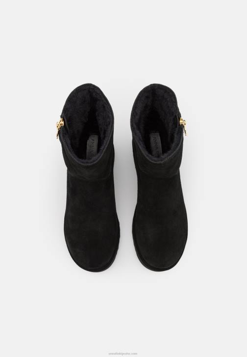 PN6V1911 ženy Anna Field kožené zimní boty kotníkové boty černé