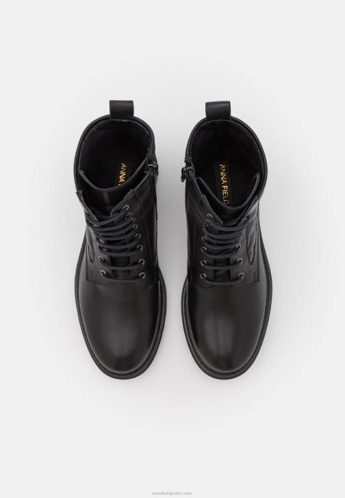 PN6V2026 ženy Anna Field kožené šněrovací kotníkové boty černé