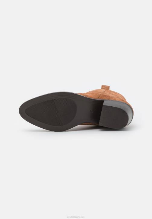 PN6V2049 ženy Anna Field kožená kovbojská/motorkářská kotníková bota koňak