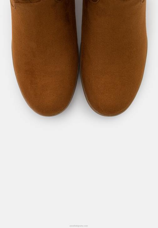 PN6V2064 ženy Anna Field zimní boty kotníkové na klínku koňakové