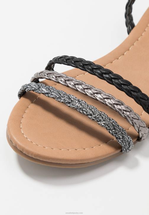 PN6V1248 ženy Anna Field sandály černo/stříbrné