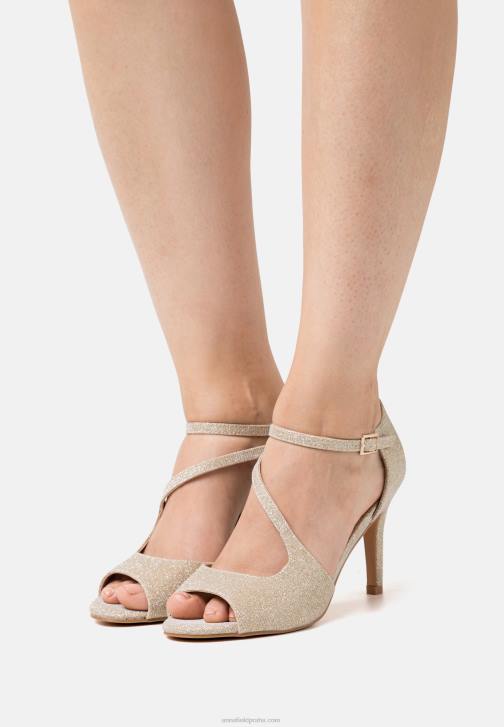 PN6V1271 ženy Anna Field zlaté sandály na vysokém podpatku