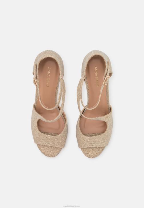 PN6V1271 ženy Anna Field zlaté sandály na vysokém podpatku