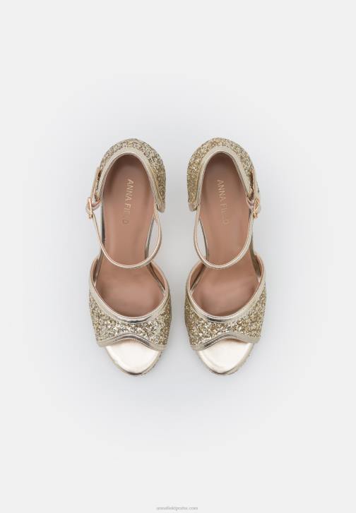 PN6V1442 ženy Anna Field zlaté sandály na vysokém podpatku