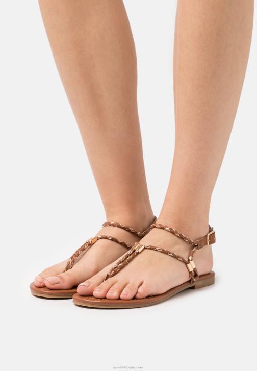 PN6V1512 ženy Anna Field sandály t-bar koňak/zlato