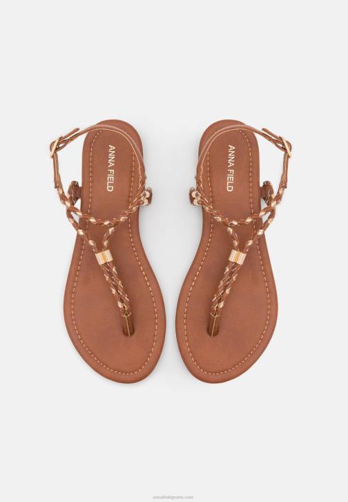 PN6V1512 ženy Anna Field sandály t-bar koňak/zlato