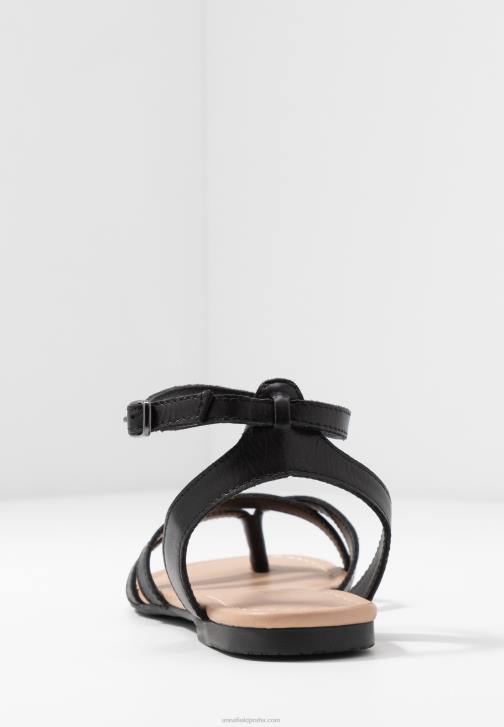 PN6V1523 ženy Anna Field kožené sandály t-bar černé