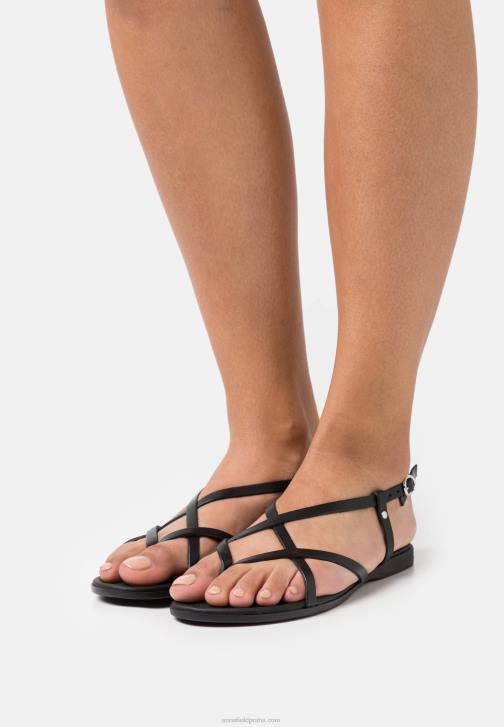 PN6V1532 ženy Anna Field kožené sandály t-bar černé