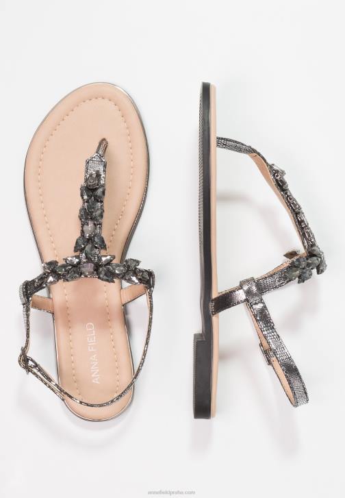 PN6V1542 ženy Anna Field T-bar sandály tmavě šedé