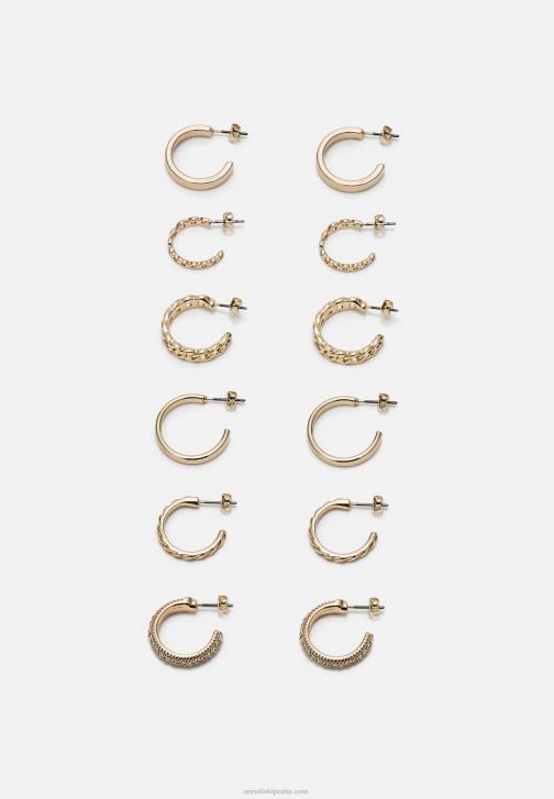 PN6V2661 ženy Anna Field 6 balení náušnic zlaté barvy