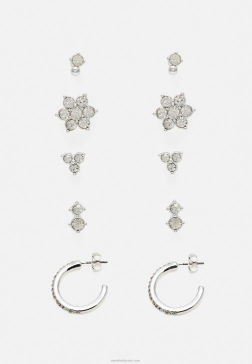 PN6V2662 ženy Anna Field 5 balení náušnic stříbrné barvy